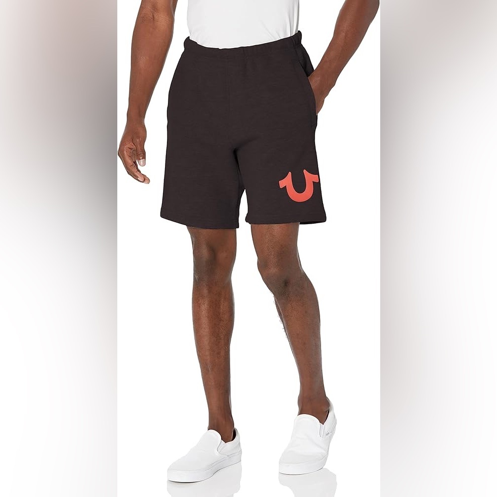 NWT Men's True Religion Black Shorts with Red Logo - Size M